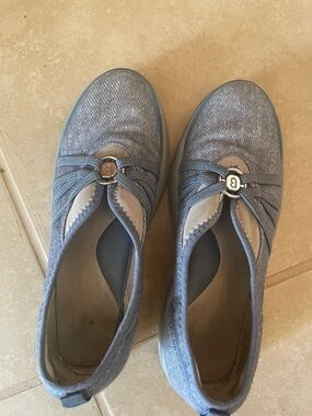 Bzees Blue Slip-On Comfort Flats with Metal Accent